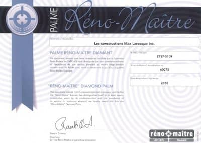 Palme Réno-Maître gagné par Les Constructions Max Larocque inc.