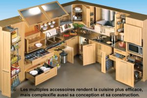 Les multiples accessoires rendent la cuisine plus efficace, mais complexifie aussi sa conception et sa construction